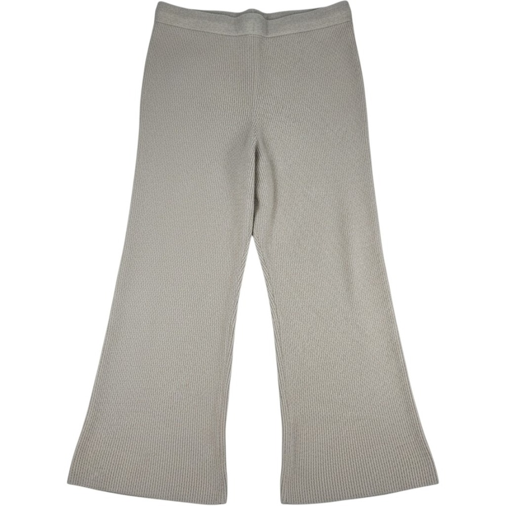 Gap Ribbed Knit Wide Leg Pants Drawstring Lounge Taupe Brown Large Women Cotton